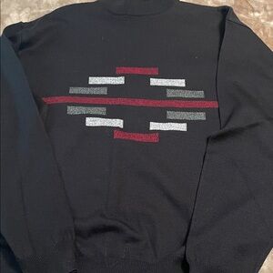 Bachrach Black Turtleneck Sweater with Geometric Pattern